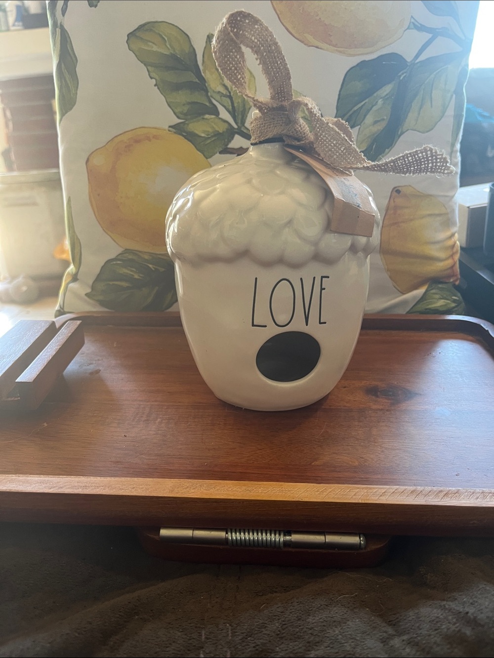 Rae Dunn White Ceramic "LOVE" Acorn Birdhouse